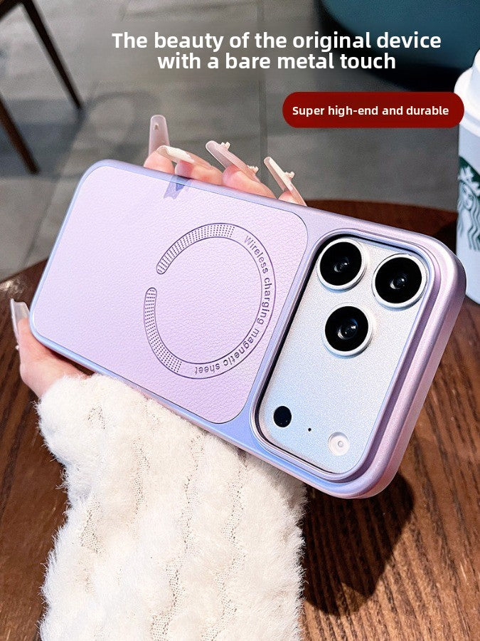 Instant Change for iPhone 17 Pro Max Case New iPhone 16 Protective Case Ultra-thin 15 Pro Lychee Leather Texture Full Coverage Shockproof Magnetic Women's Premium Soft Edge Hard Case Phone Accessories
