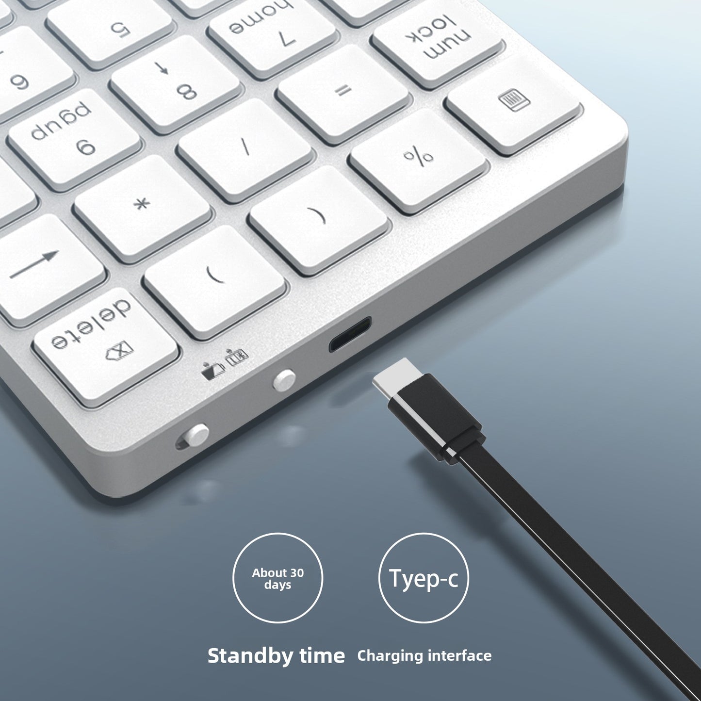 Aluminum alloy 28-key numeric keypad mini portable bluetooth numeric keypad charging bluetooth phablet keypad