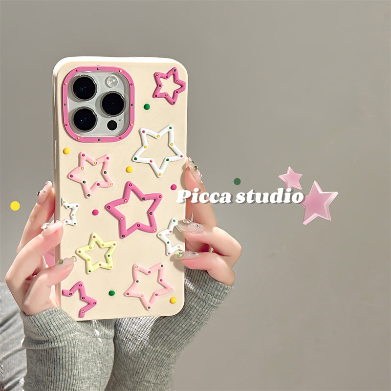 Accessories three-dimensional girl color stars for iphone14pro max mobile phone case apple 13 silicone soft case 12