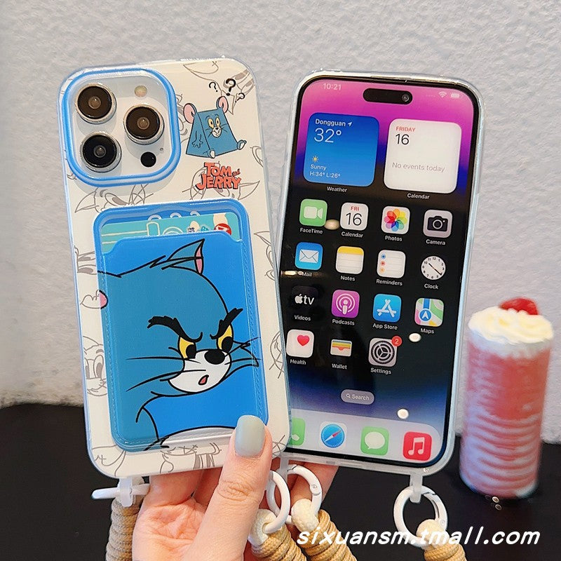 Accessories Cat and Mouse Card Case Card Case Suitable for Apple 14 Mobile Phone Case iPhone15promax Card Case 13 New