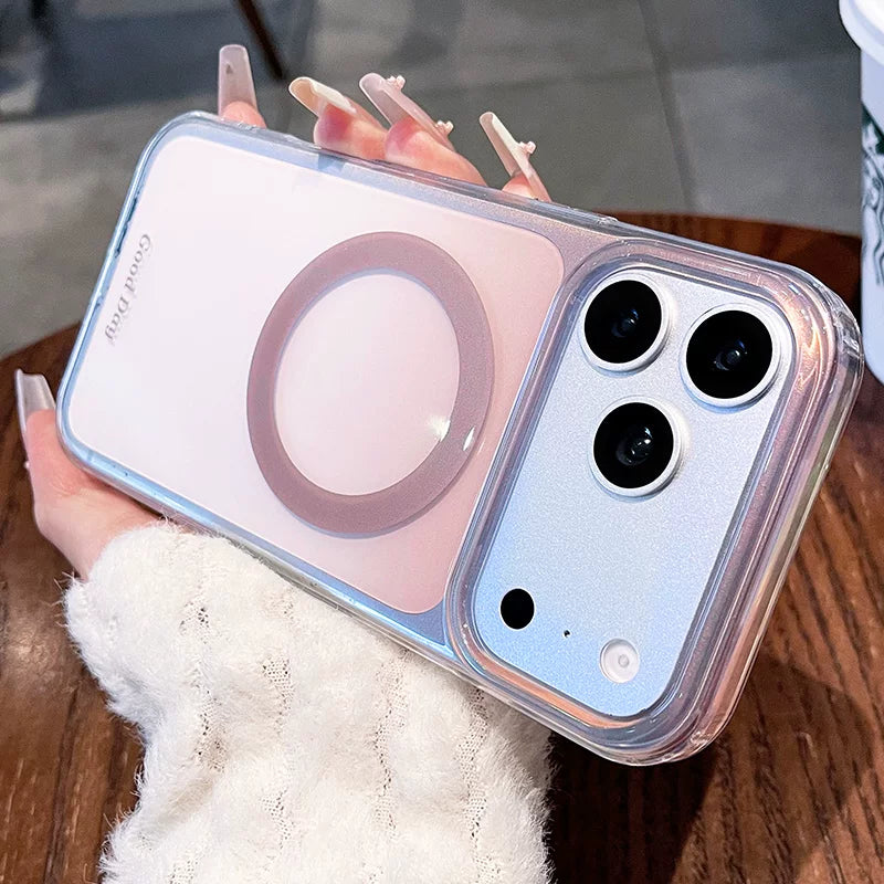 Macaron gradual change magnetic suction for iPhone 17promax mobile phone case new iPhone160 spring and summer smudge gradual change magnetic suction case 15pro girl heart case Phone accessories