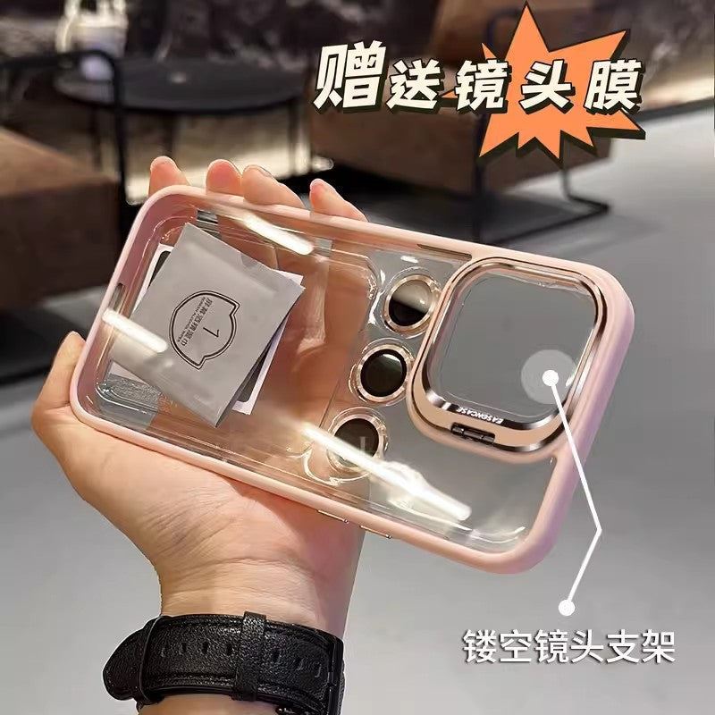 (Free shipping)For iPhone Superior summer orange  Phone case transparent lens film Lens cap bracket for free