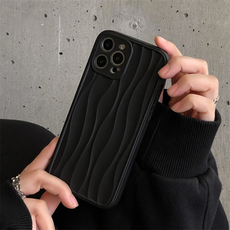 Accessories (Shipping fee not included) Premium matte matte black water ripple for iphone14Promax Apple 13/12/11 case for men and women