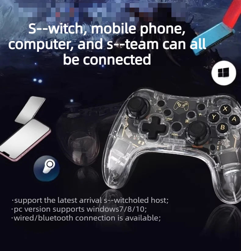 Wireless Bluetooth game controller Console Joypad Joystick for N-intendo S-witch Pro PC mobile phones vibration wake-up Gamepad  Game console accessories