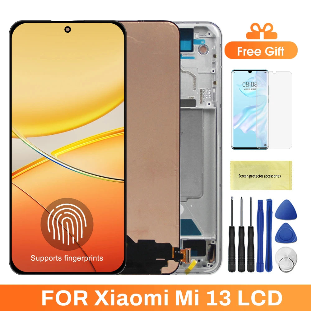 6.36" Mi 13 Display Screen Replacement for Xiaomi 13 Mi13 2211133C 2211133G Lcd Display Digital Touch Screen with Fingerprints Xiaomi phone repair parts