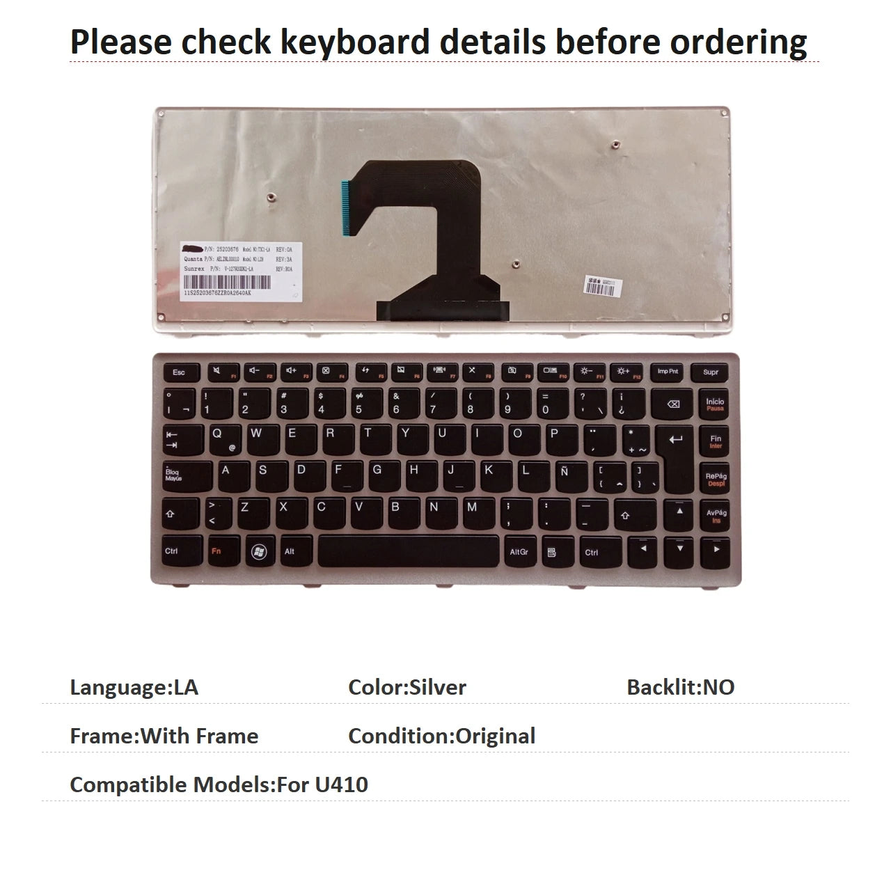 New US Russian Spanish Latin Brazil Language  Keyboard For Lenovo U410 Notebook PC Replacement Keyboard Lenovo laptop repair parts