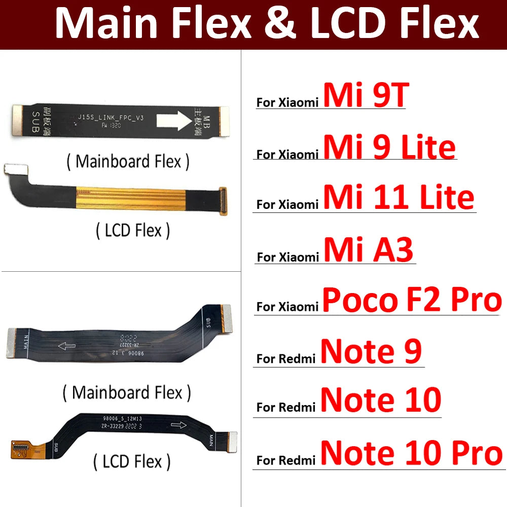 New For Xiaomi Mi A3 9 9T 11 Lite F2 Pro Redmi Note 9 10 10s 11 Pro LCD MainBoard Motherboard Connector Main Board Flex Cable  Xiaomi  Xiao mi phone repair parts