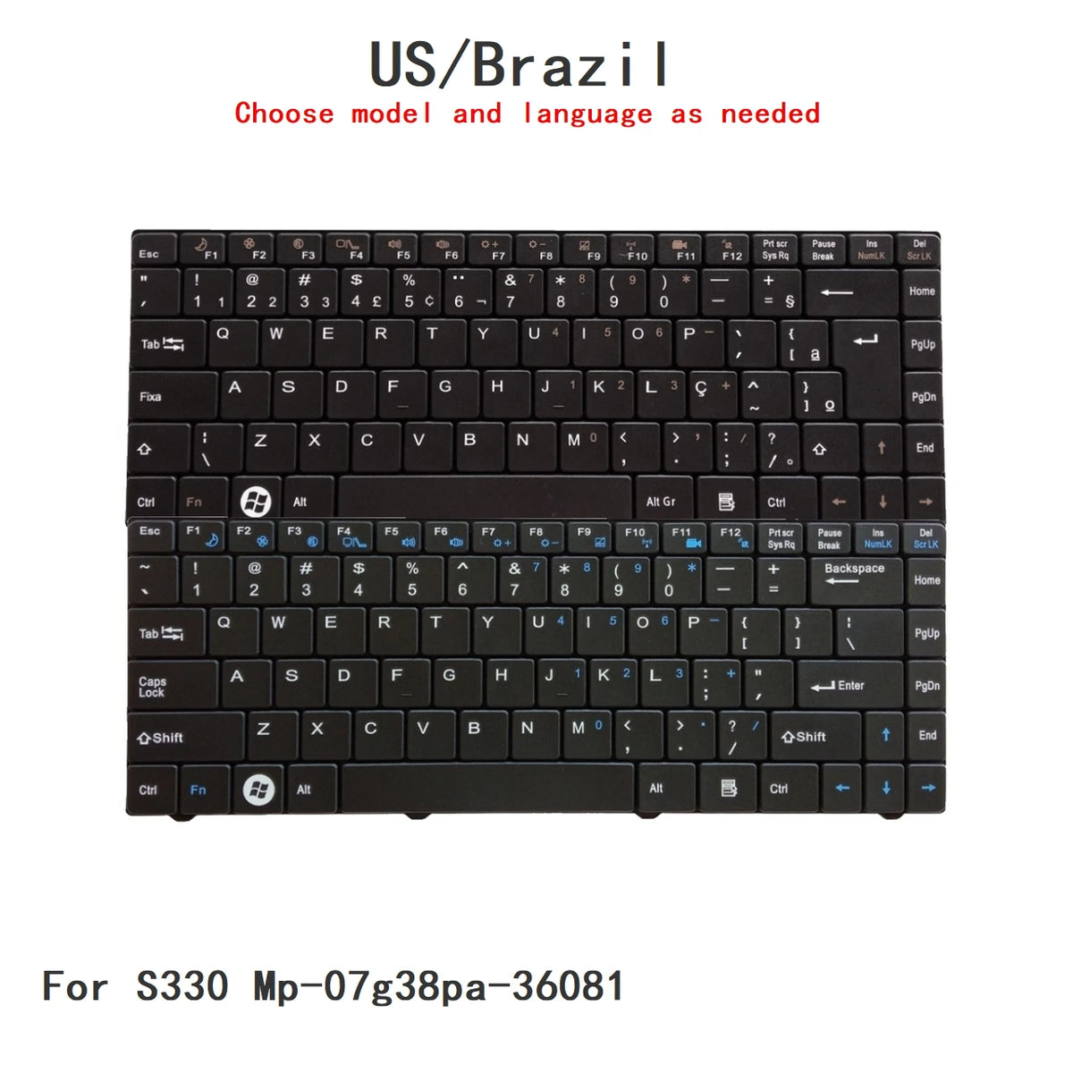 New US Brazil Language  Keyboard For Teclado S330 Mp-07g38pa-36081 Notebook PC Replacement Keyboard