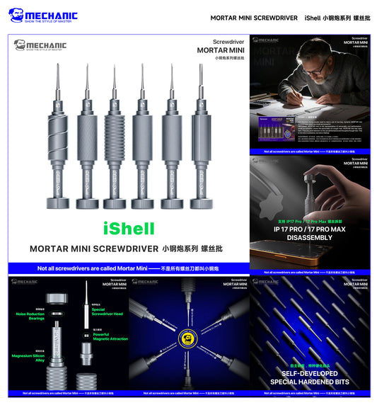 MECHANIC Mortar MINI Screwdriver Set Anti Slip Alloy Steel High Hardness Screwdriver Support IP17 Pro/17 Pro Max Screw Removal Professional Repair Tools