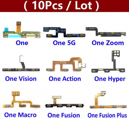 10Pcs, New Volume Button & Power Flex Cable Ribbon For Motorola Moto One Fusion Plus Action Hyper Macro Vision Zoom / One 5G Motorola phone repair parts