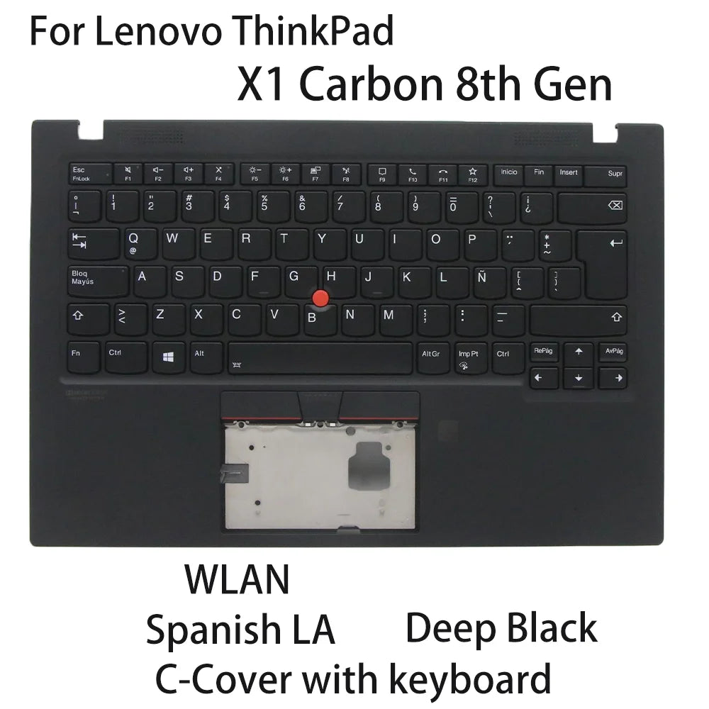 New For Lenovo ThinkPad X1 Carbon 8th Gen Laptop C-Cover with Keyboard Spanish LA Deep Black WLAN 5M10Z27477 5M10Z27478 Lenovo laptop repair parts