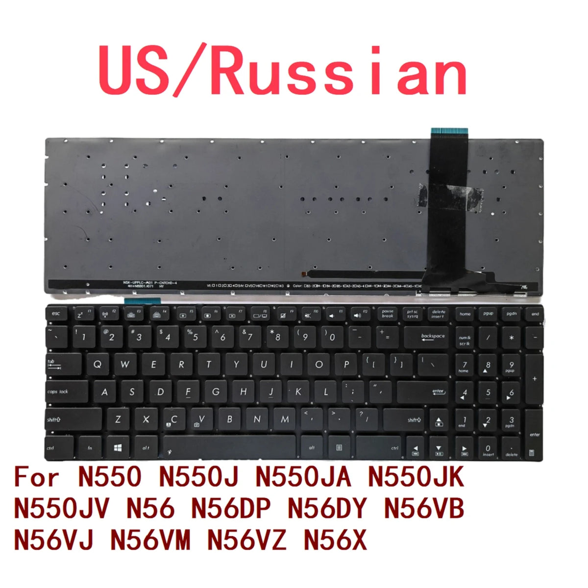 New US Russian Laptop Backlit Keyboard For ASUS N550 N550J N550JA N550JK N550JV N56 N56DP N56DY N56VB N56VJ N56VM N56VZ N56X ASUS laptop repair parts