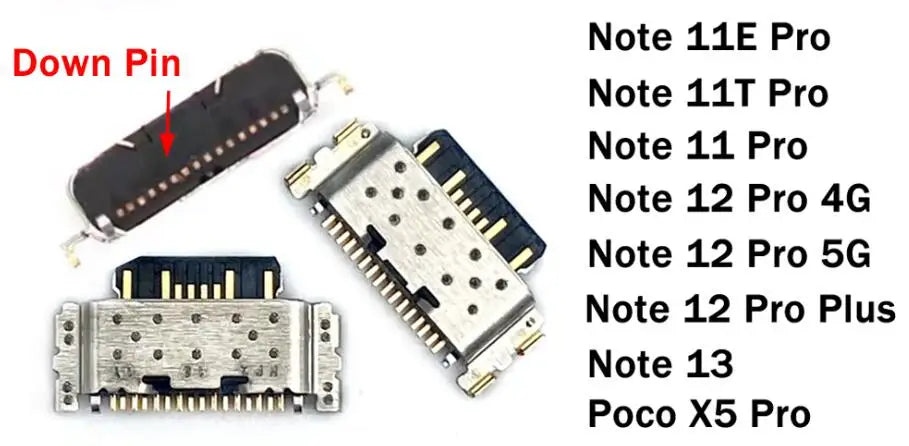 100Pcs，USB Charging Port Connector Charge Socket Dock For Xiaomi Redmi Note 11 11S 11E 11T 12 13 Pro Plus 4G 5G 10C Poco X5 Pro  Xiaomi  Xiao mi phone repair parts