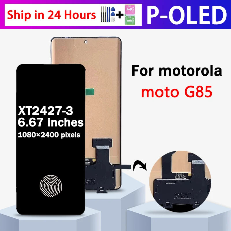 6.67"Inch P-OLED For Motorola Moto G85 LCD Display Touch Screen Sensor Digiziter Assembly For Moto G85 XT2427-3 Screen Motorola phone repair parts