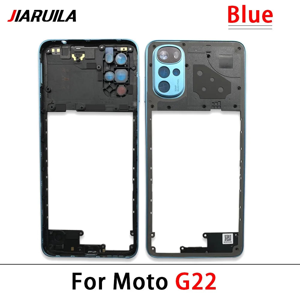 10Pcs， For Motorola For Moto G22 G42 G52 G82 G84 Middle Housing Cover Frame Bezel with Lens Glass Frame Parts Motorola phone repair parts