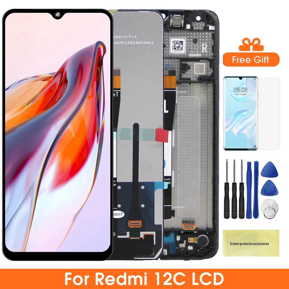 6.71" Redmi 12C Screen Replacement, for Xiaomi Redmi 12C 22120RN86G Lcd Display Digital Touch Screen with Frame for Redmi 12C Xiaomi phone repair parts
