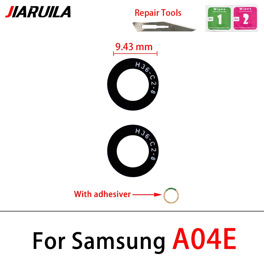 10Pcs/Lot Back Rear Camera Glass Lens For Samsung  A03 A03s A04 Core A04s A04E A14 A24 A34 A54 A13 A23 4G 5G With Adhesive Samsung phone repair parts