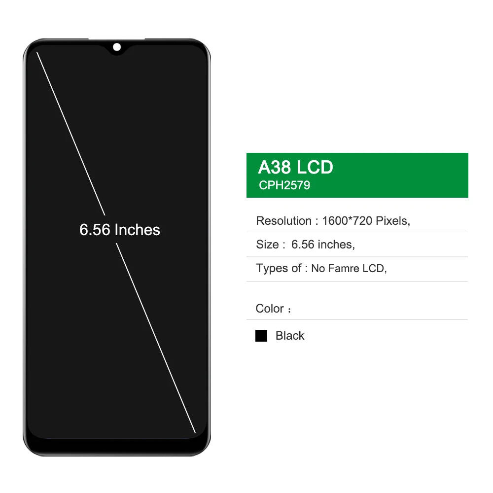 6.56" For Oppo A38 Lcd Display Digital Touch Screen with Frame for Oppo A38 CPH2579 LCD Screen Display Replacement Parts OPPO phone repair parts