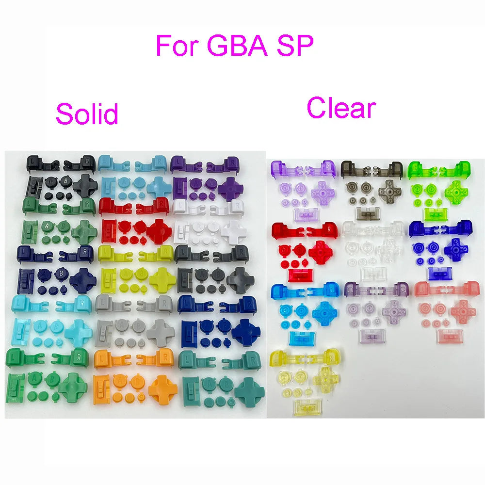 100sets Plastic Full Set Buttons For Gameboy GBA SP A B L R Select Start Power On Off Volume Buttons D Pad Key Game console repair parts