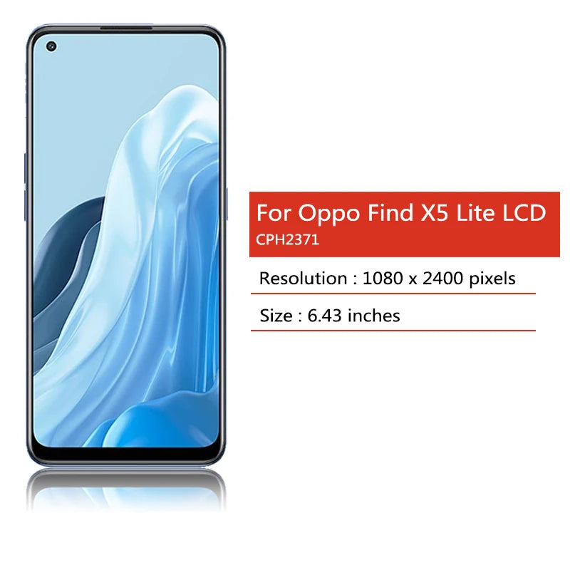6.43"TFT/OLED/Ori For Oppo Find X5 Lite X5Lite LCD Display Touch Screen Digitizer Panel Assembly CPH2371 Display With Frame Oppo phone repair parts Realme phone repair parts