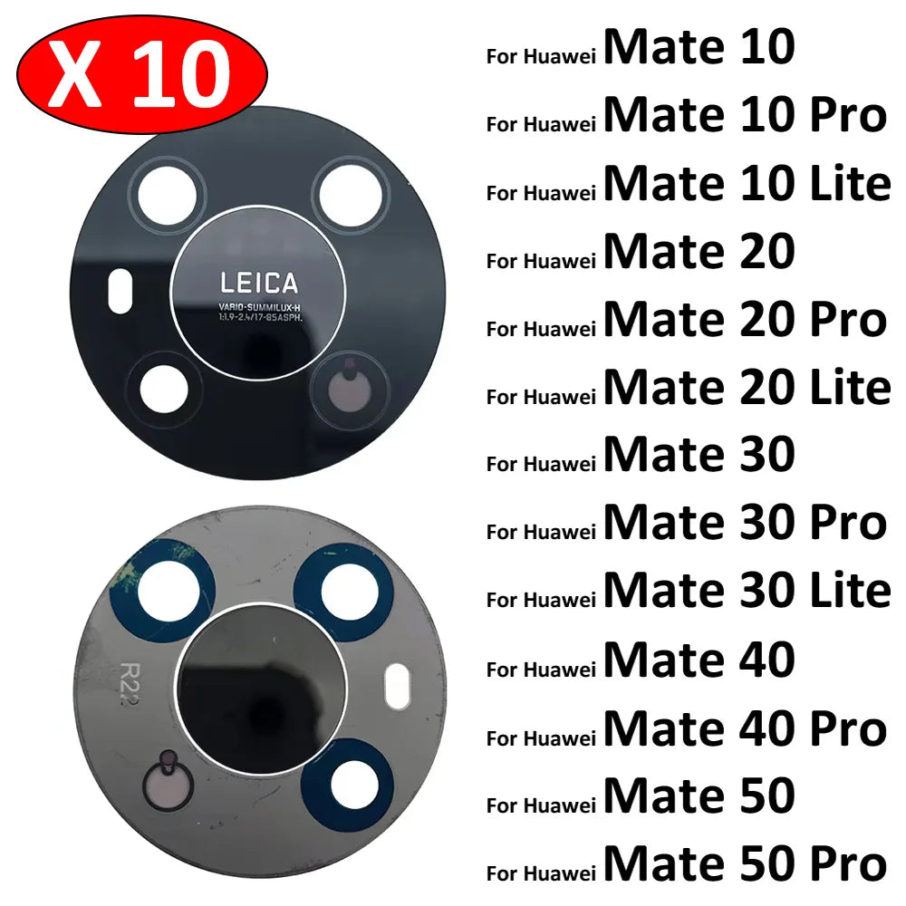 10Pcs/Lot, Rear Back Camera Lens Glass For Huawei Mate 10 30 20 40 50 Pro Lite 20X With Sticker Huawei phone repair parts