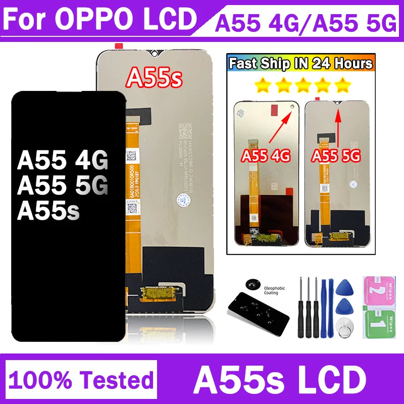 A55 Display For Oppo A55 4G CPH2325 LCD Display Screen+Touch Panel Digitizer For Oppo A55 5G PEMM00 LCD A55s 5G CPH2309 Display Oppo phone repair parts Realme phone repair parts
