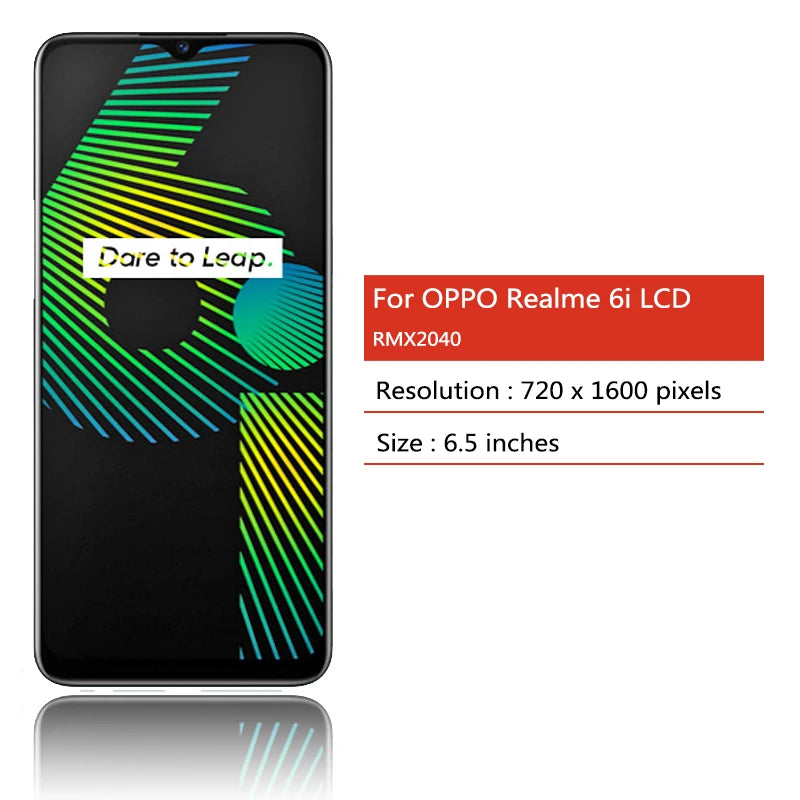 6.5" Tested Realme 6i Screen With Frame for Oppo Realme 6i LCD Touch Screen Digitizer Assembly For Realme6i RMX2040 Display Oppo phone repair parts Realme phone repair parts