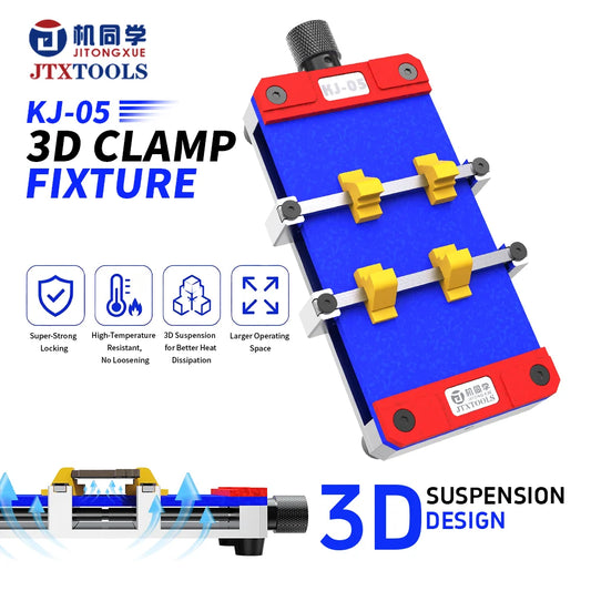 JTXTOOLS KJ-05 3D Clamp Fixture PCB Holder for Phone Motherboard Repair, 3D Suspension Design Heat Resistant Professional Repair Tools