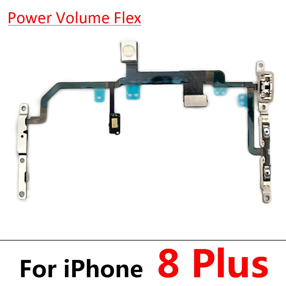 Power On Off Flex For IPhone 7 7G 8 8G Plus X XR XS Max Volume Up Down Side Button Key Ribbon Flex Cable With Metal iPhone phone repair parts