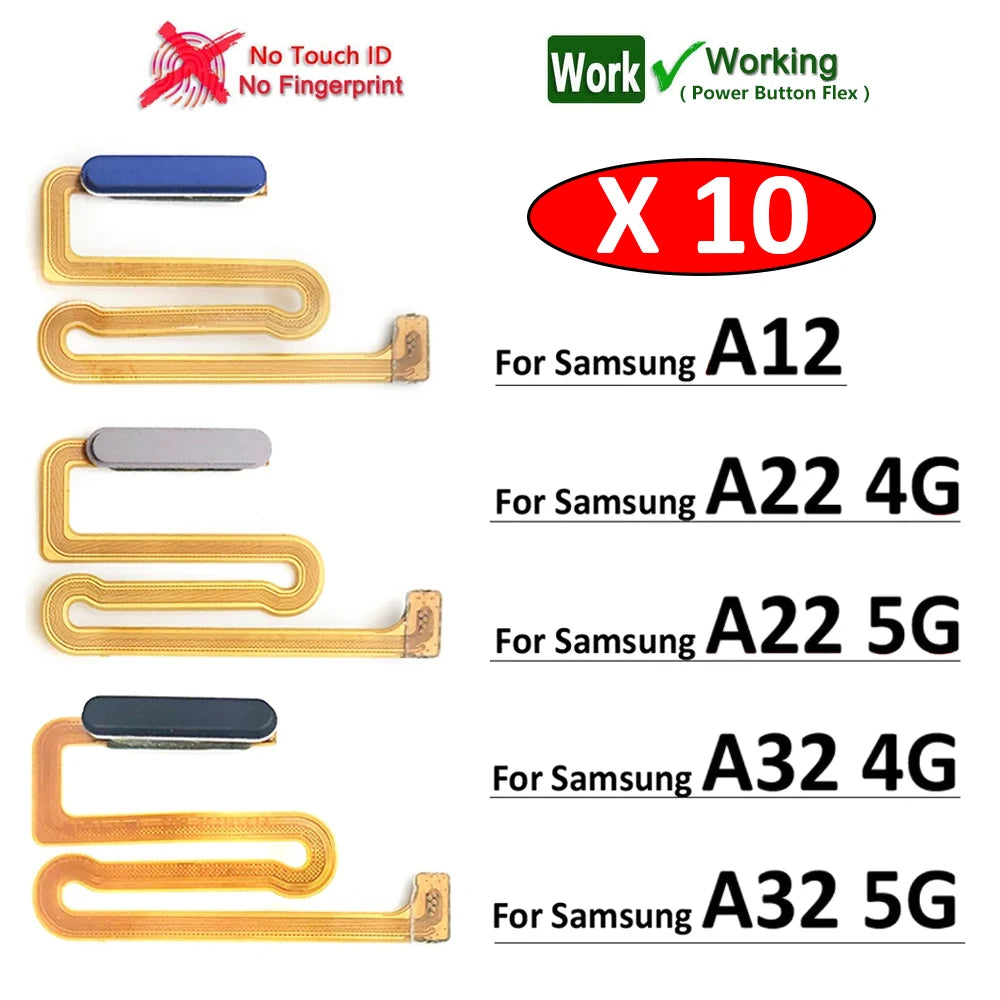 10Pcs, New For Samsung A12 A22 A32 4G 5G Fingerprint Sensor Home Return Key Menu Button Flex Ribbon Cable Samsung phone repair parts