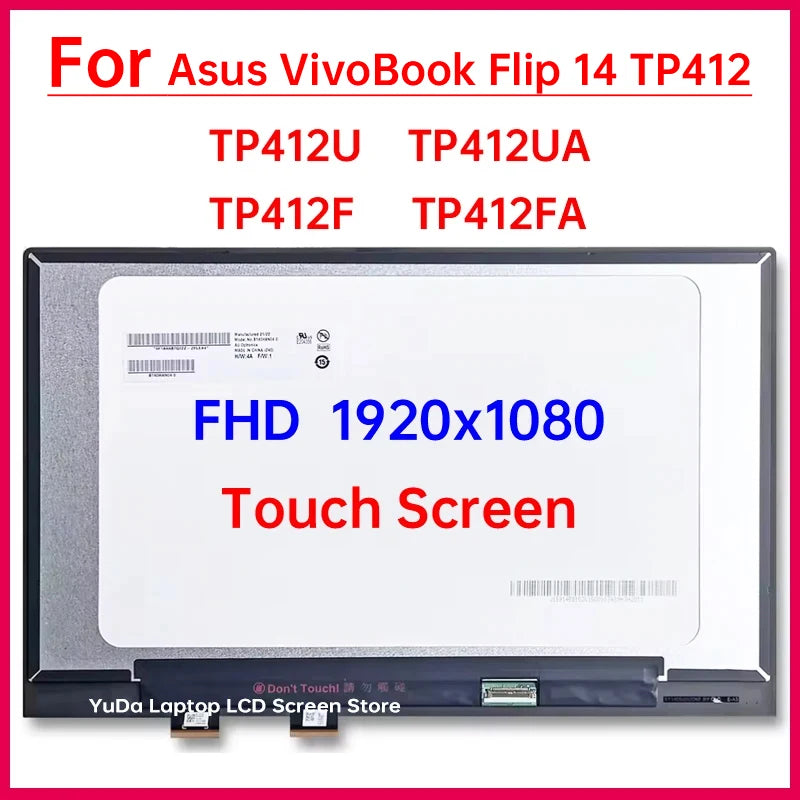 14 Inch Touch Screen For Asus VivoBook Flip 14 TP412 TP412U TP412F TP412UA TP412FA LCD Display Digitizer Assembly Replacement ASUS laptop repair parts