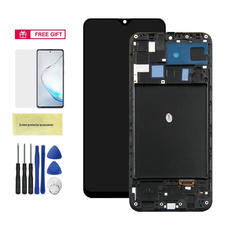 A20 Display Screen With Frame, for Samsung Galaxy A20 A205F/DS A205G/DS Lcd Display Touch Screen Digitizer Assembly Replacement Samsung phone repair parts