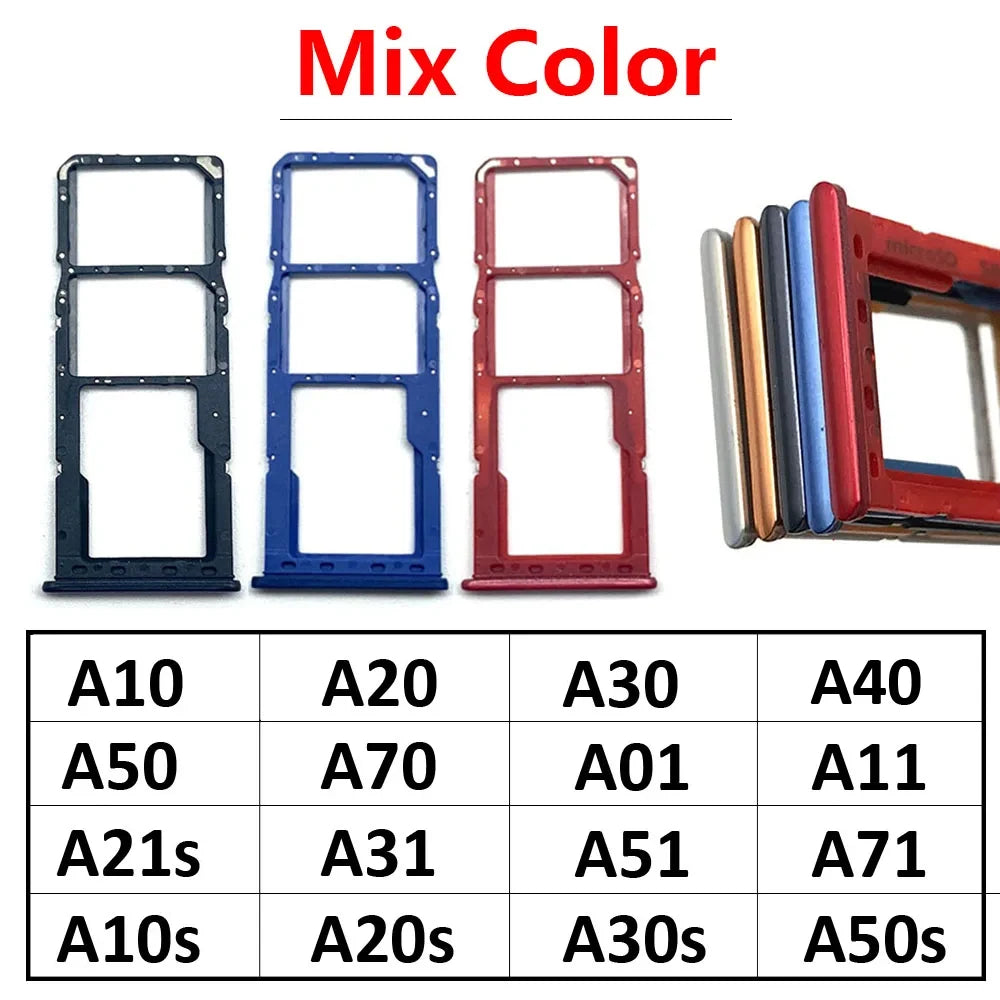 10Pcs，Dual SIM Card Tray Slot Holder Adapter Accessories For Samsung A10s A20s A30s A50s A21s A10 A20 A30 A50 A01 A11 A31 A51 Samsung phone repair parts