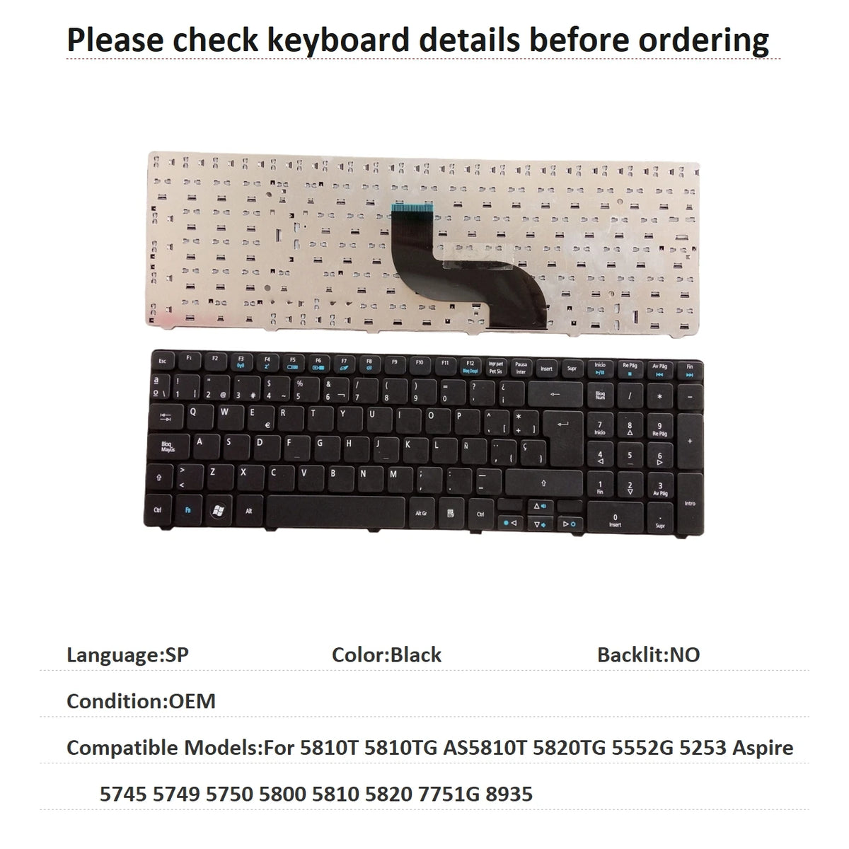 US RU SP BR Keyboard For Acer 5810T 5810TG AS5810T 5820TG 5552G 5253 Aspire 5745 5749 5750 5800 5810 5820 7751G 8935 Acer laptop repair parts