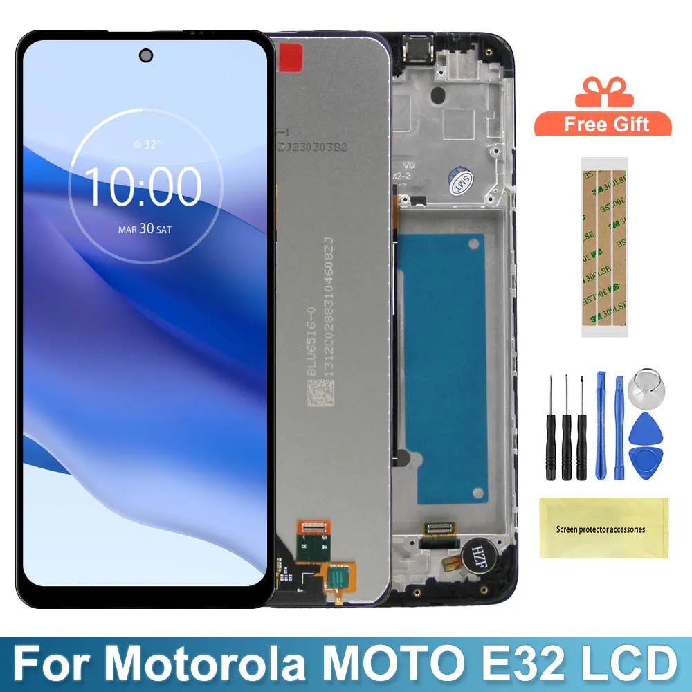 Screen for Motorola Moto E32 Lcd Display + Touch Screen Digitizer with Frame Assembly Panel for Motorola Moto E32 Replacement Motorola phone repair parts