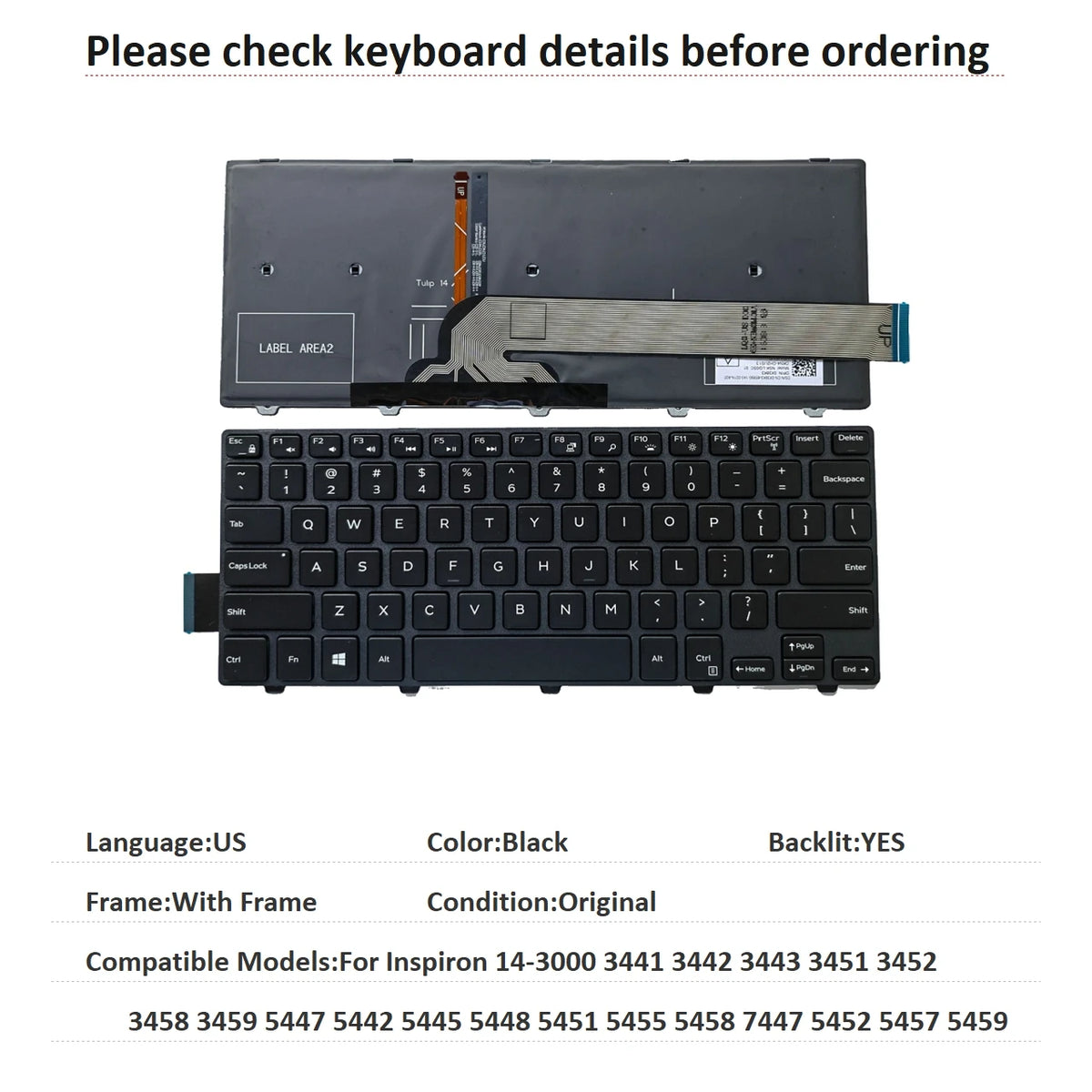 US RU SP AR BR Backlit Keyboard For Dell Inspiron 14-3000 3441 3442 3443 3451 3452 3458 3459 5447 5442 5445 5448 5451 5455 5458Dell laptop repair parts