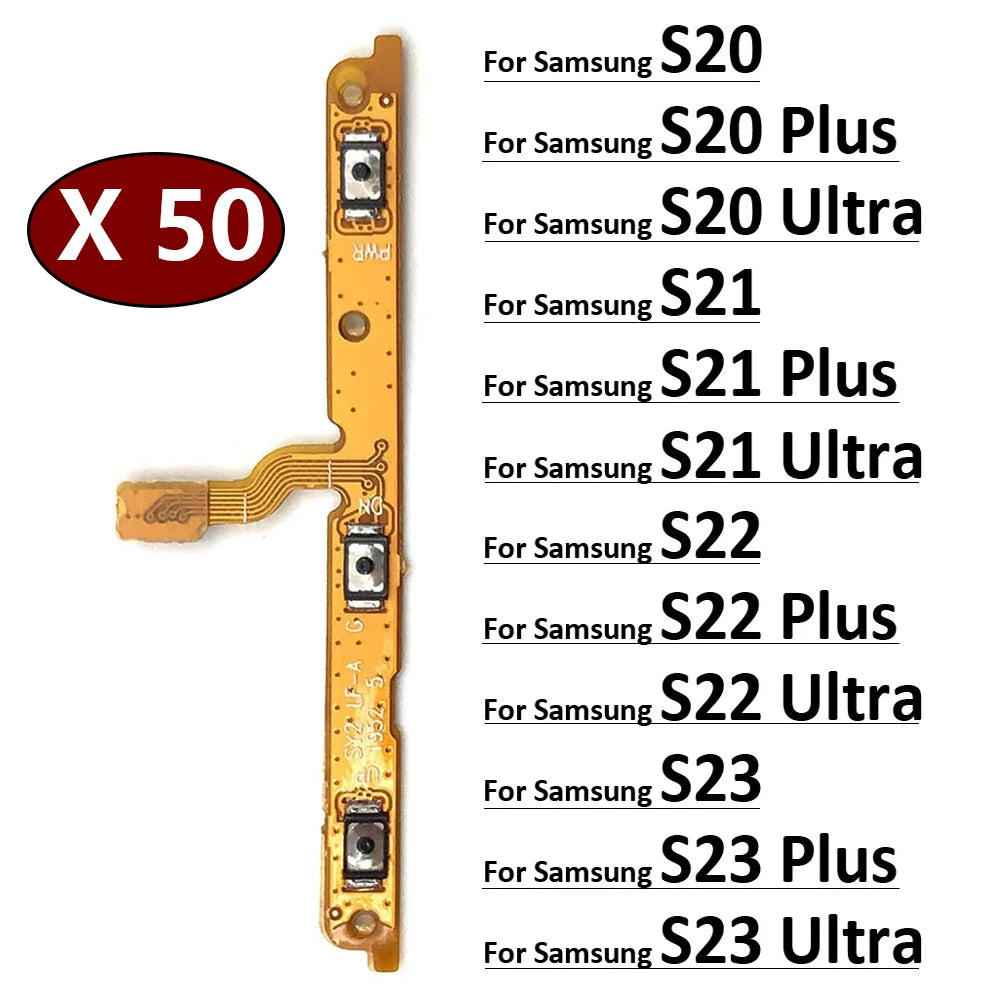 50Pcs, Power on/off Volume Key Button Flex Cable For Samsung S20 S21 S22 S23 Plus Ultra Fe Samsung phone repair parts