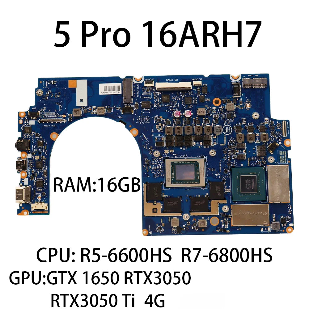 Laptop Motherboard For Lenovo IdeaPad 5 Pro 16ARH7 With CPU:R5-6600HS R7-6800HS RAM:16G GPU:RTX3050 4G FRU:5B21H82474 5B21H82164 Lenovo laptop repair parts
