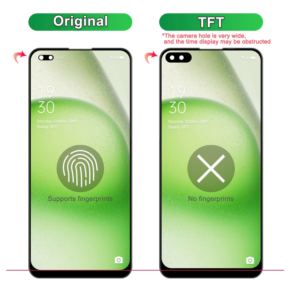6.4" Amoled Screen for Oppo A93 CPH2121 CPH2123 Lcd Display Digital Touch Screen with Frame Assembly for Oppo A93 Replacement OPPO phone repair parts
