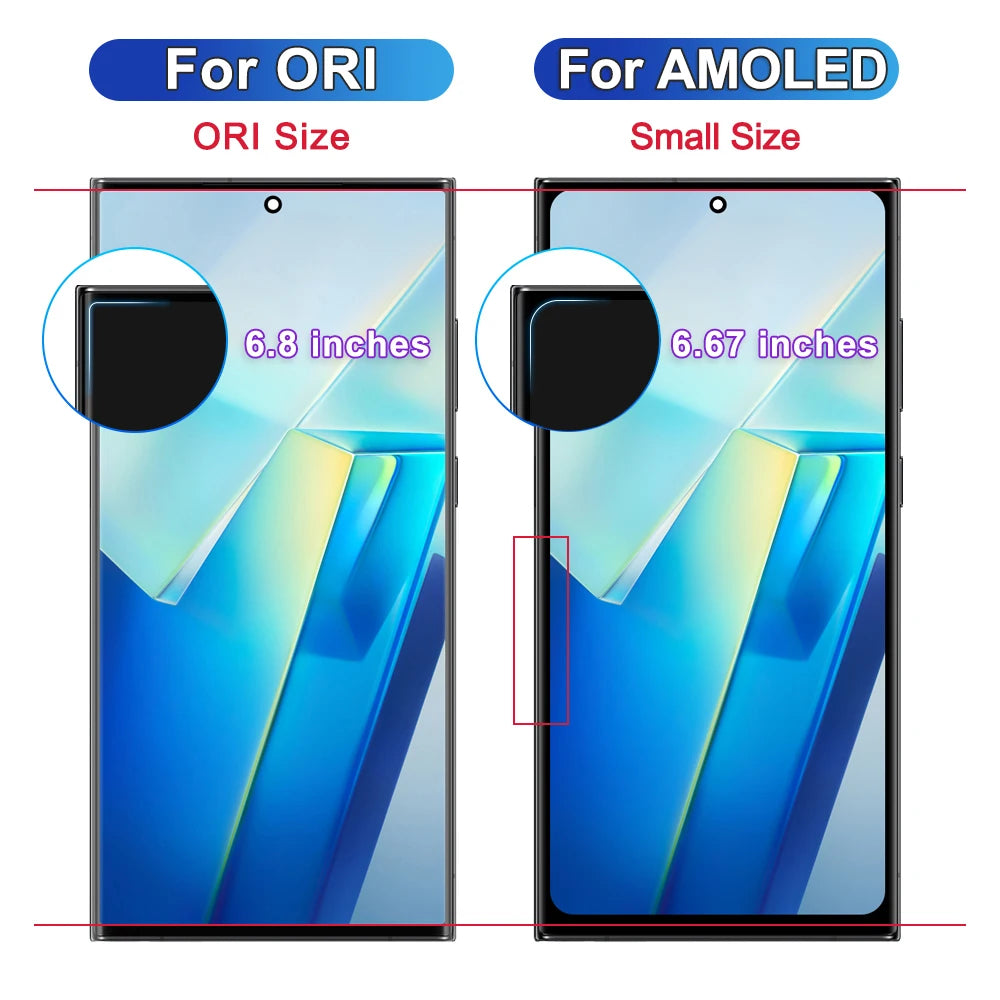 6.67“AMOLED LCD Screen for Samsung Galaxy S23 Ultra S918B S918B/DS Lcd Display Digital Touch Screen with Frame Assembly Samsung phone repair parts