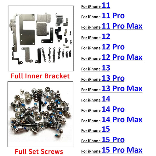 Full Inside Small Metal Holder Bracket Shield Plate Set Kit Full Screws Waterproof For iPhone 11 12 13 14 15 Pro Max 14 Plus iPhone phone repair parts