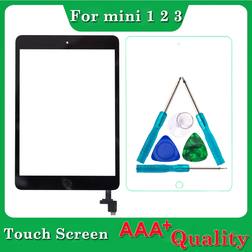 Touch Screen Digitizer + IC Chip Connector Flex Cable For iPad Mini 1 Mini 2 Mini 3 A1432 A1454 A1455 A1489 A1490 A1599 A1600 iPad tablet repair parts