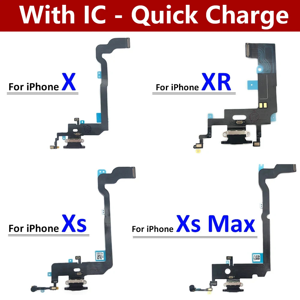 New For iPhone X XR XS Max Dock Connector Micro USB Charger Charging Board Port Flex Cable Microphone Board iPhone phone repair parts