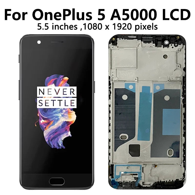 100% New Screen For OnePlus 5 A5000 LCD 1+5 Display Touch Screen Digitizer For One Plus 5T A5010 LCD 1+5T Display Frame  OnePlus phone repair parts