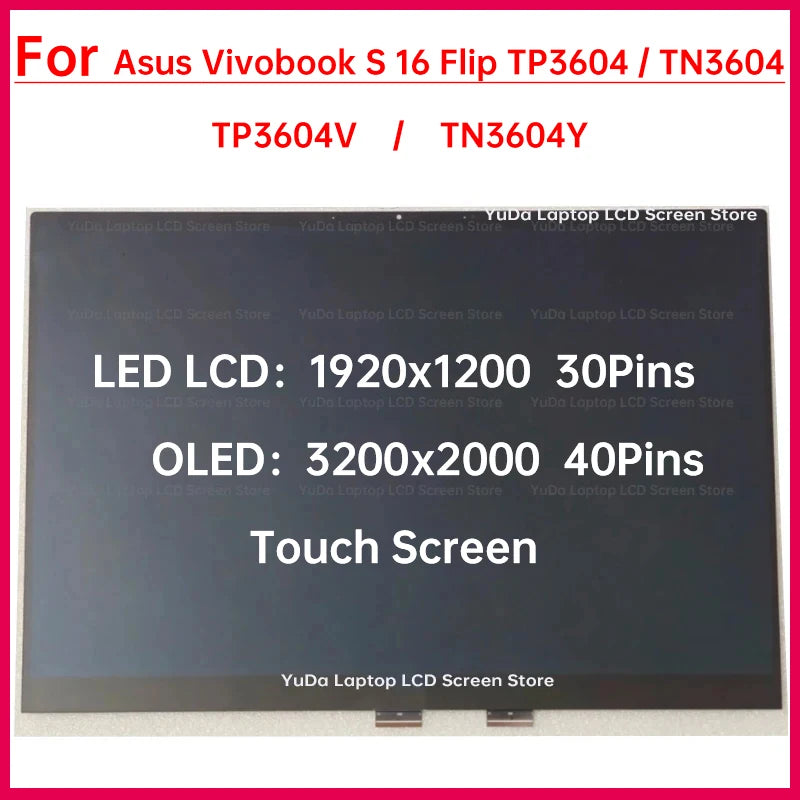 16" Laptop LCD Touch Screen For ASUS Vivobook S 16 Flip TP3604 TP3604V TN3604 TN3604Y LCD Display Digitizer Assembly Replacement ASUS laptop repair parts