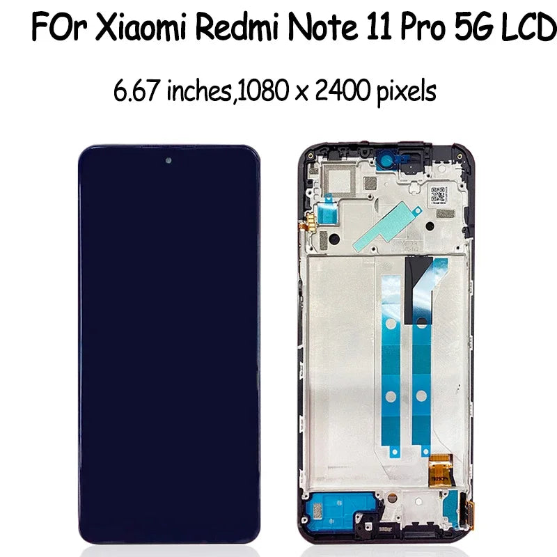 100% tested For Xiaomi Redmi Note 11 Pro LCD 2201116TG Touch Screen Digitizer For Redmi Note11Pro 5G 21091116I Display Frame Xiaomi phone repair parts