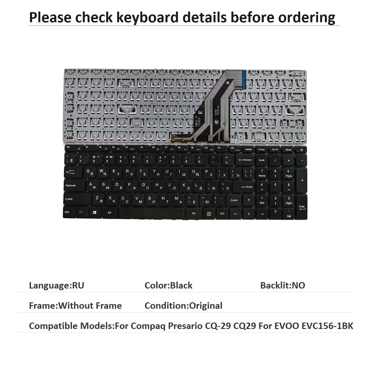 New US Russian Spanish Brazil Language  Keyboard For HP Compaq Presario CQ-29 CQ29 For EVOO EVC156-1BK Replacement Keyboard  HP laptop repair parts