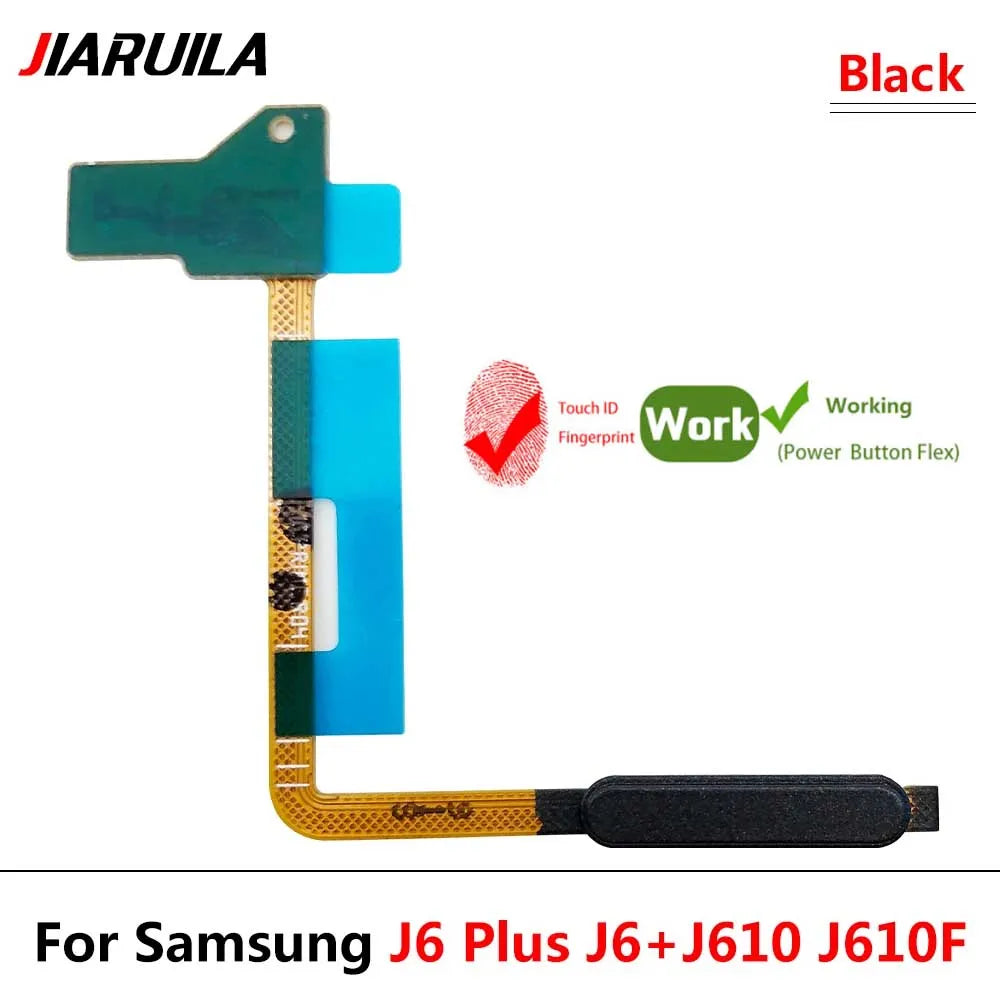 10Pcs/Lot, Home Button FingerPrint Touch ID Sensor Power Flex Cable Ribbon For Samsung J6 Plus J6+ J6plus J610 J610F Samsung phone repair parts