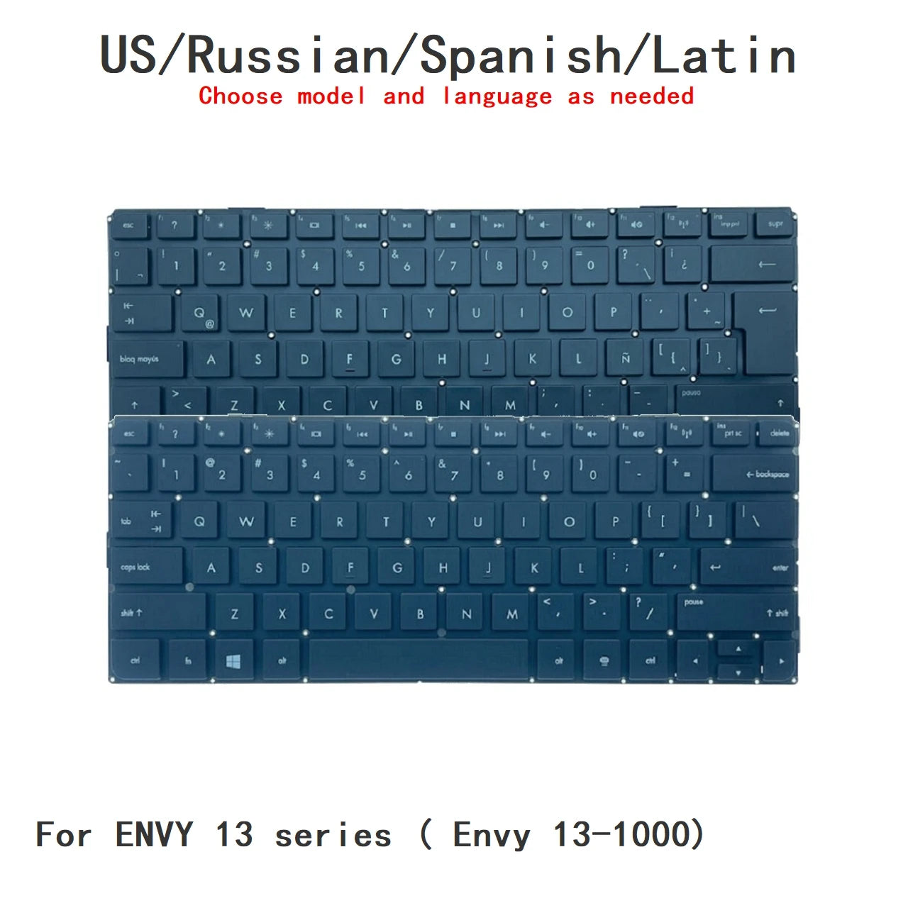New US Russian Spanish Latin Language  Keyboard For HP ENVY 13 series ( Envy 13-1000) Replacement Keyboard AESP6U00110  HP laptop repair parts