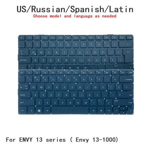 New US Russian Spanish Latin Language  Keyboard For HP ENVY 13 series ( Envy 13-1000) Replacement Keyboard AESP6U00110  HP laptop repair parts